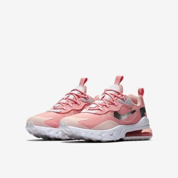 Nike Air Max 270 React - Nagyobb Gyerek Utcai Cipő - Korall/Fehér/Rózsaszín/Fehér